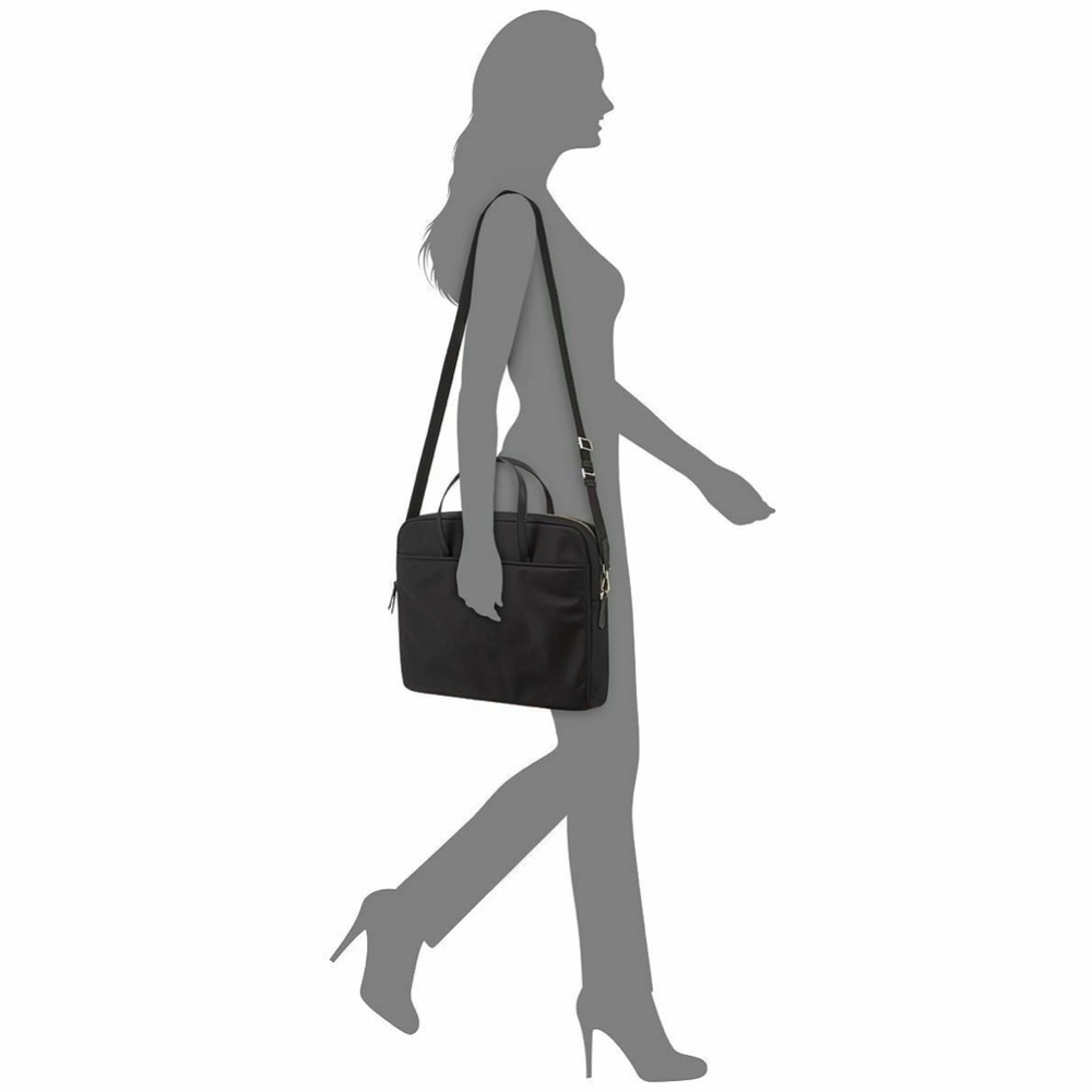kate spade Black Nylon Laptop Tote with Silver Spade Logo - Picture 7 of 9